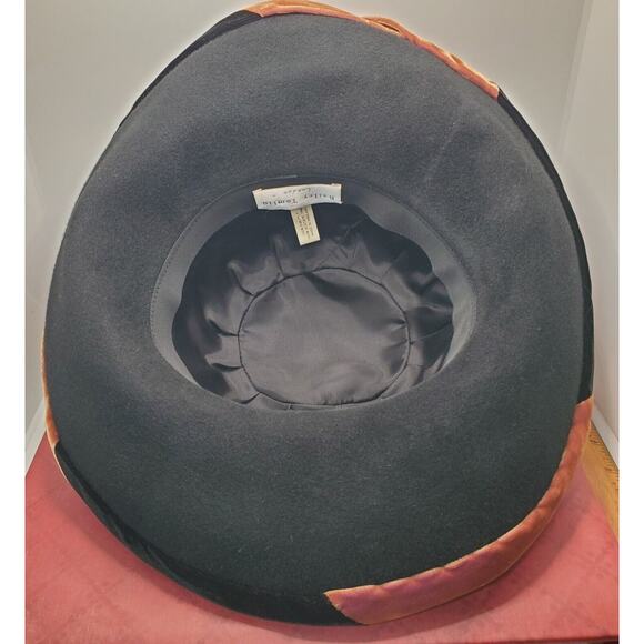 Bailey Tomlin London Ladies Black Brown Velvet Rose Hat M Edwardian Look Vintage main image 4